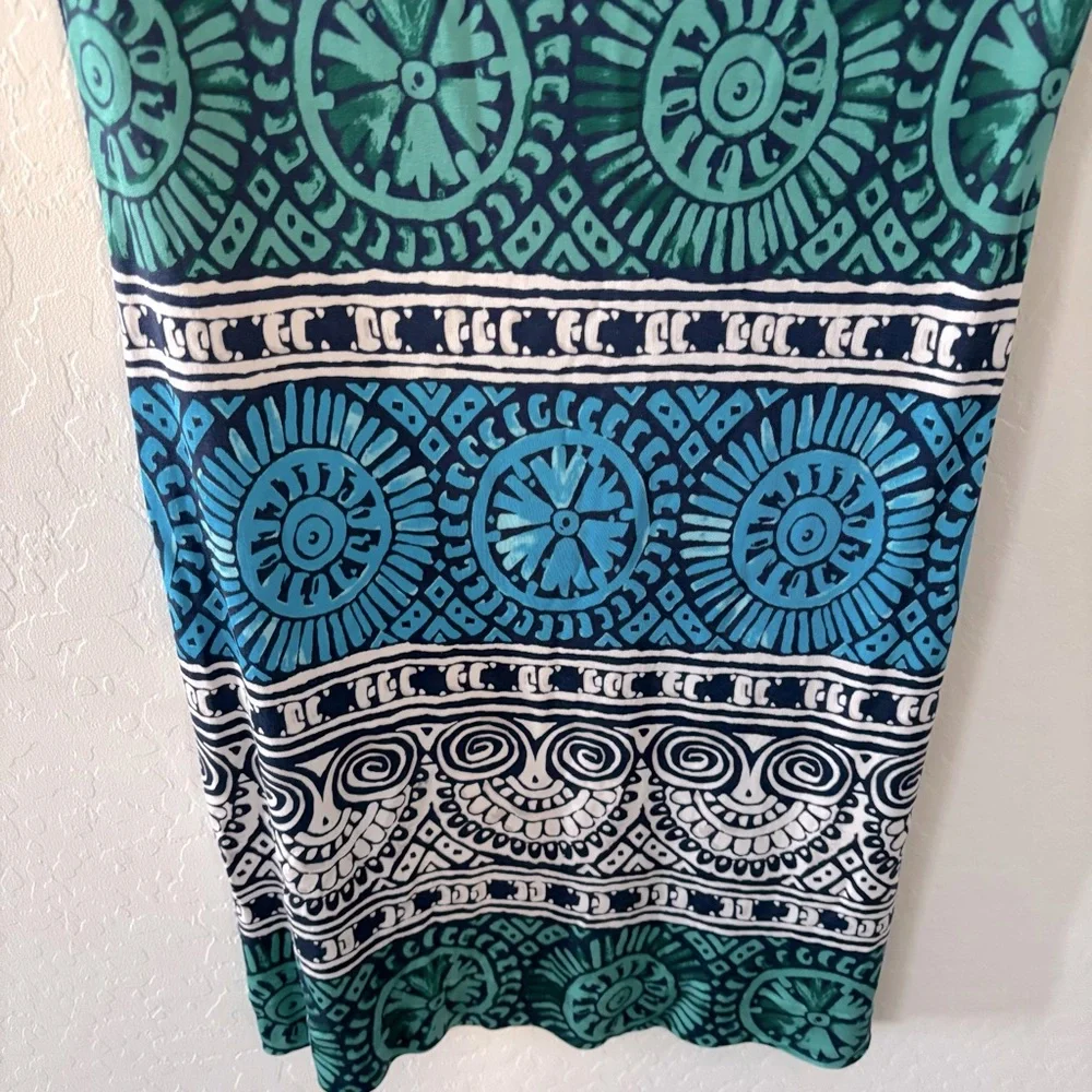 Tory‎ Burch Medallion Print Cap Sleeve Silk Shift Dress Small Blue Green Women’s